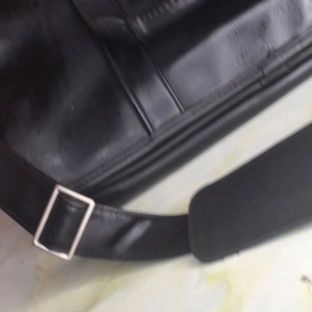 Vintage Black Faux Leather Laptop Bag